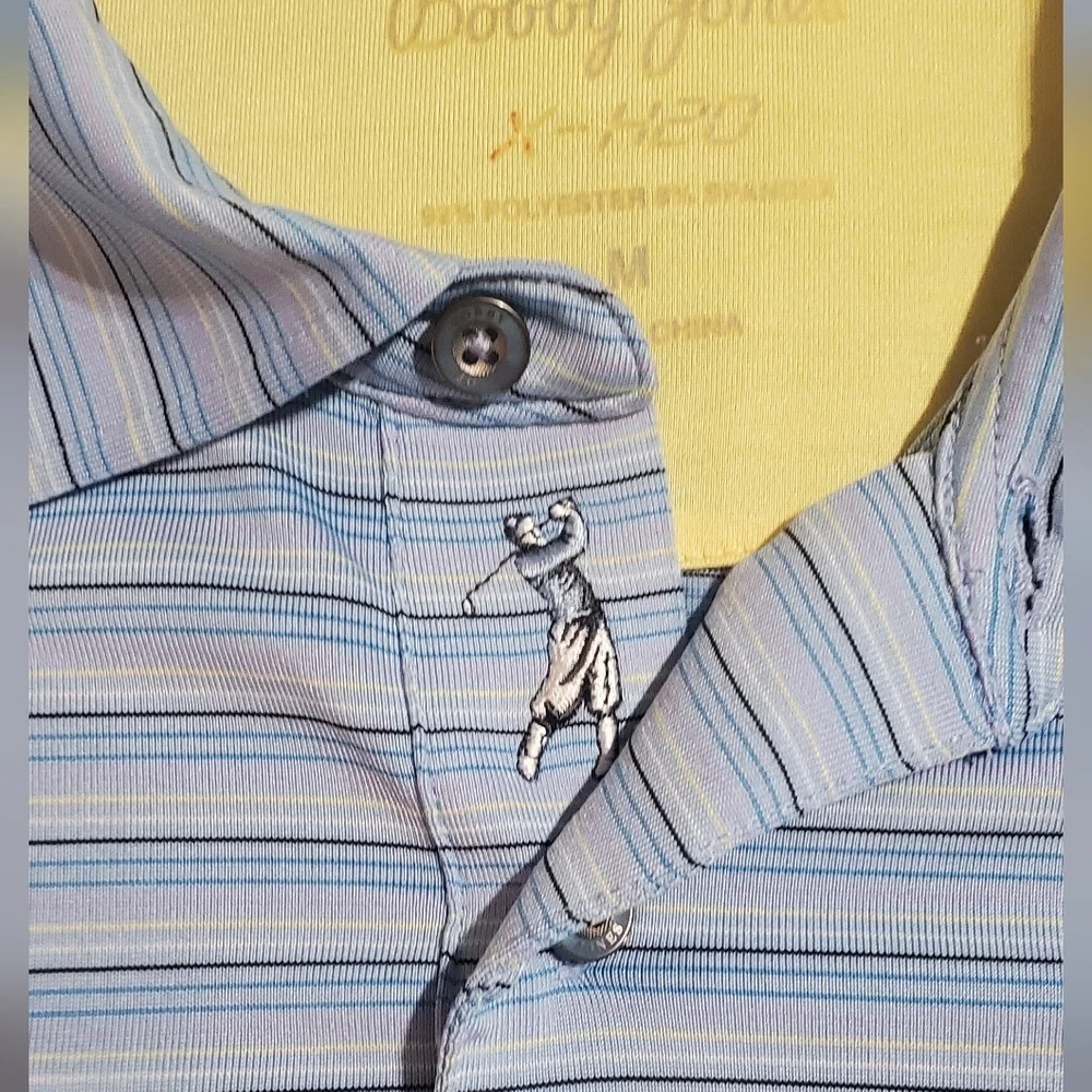 Bobby Jones Men's Polo in Blue Stripes. SzM - Picture 4 of 4